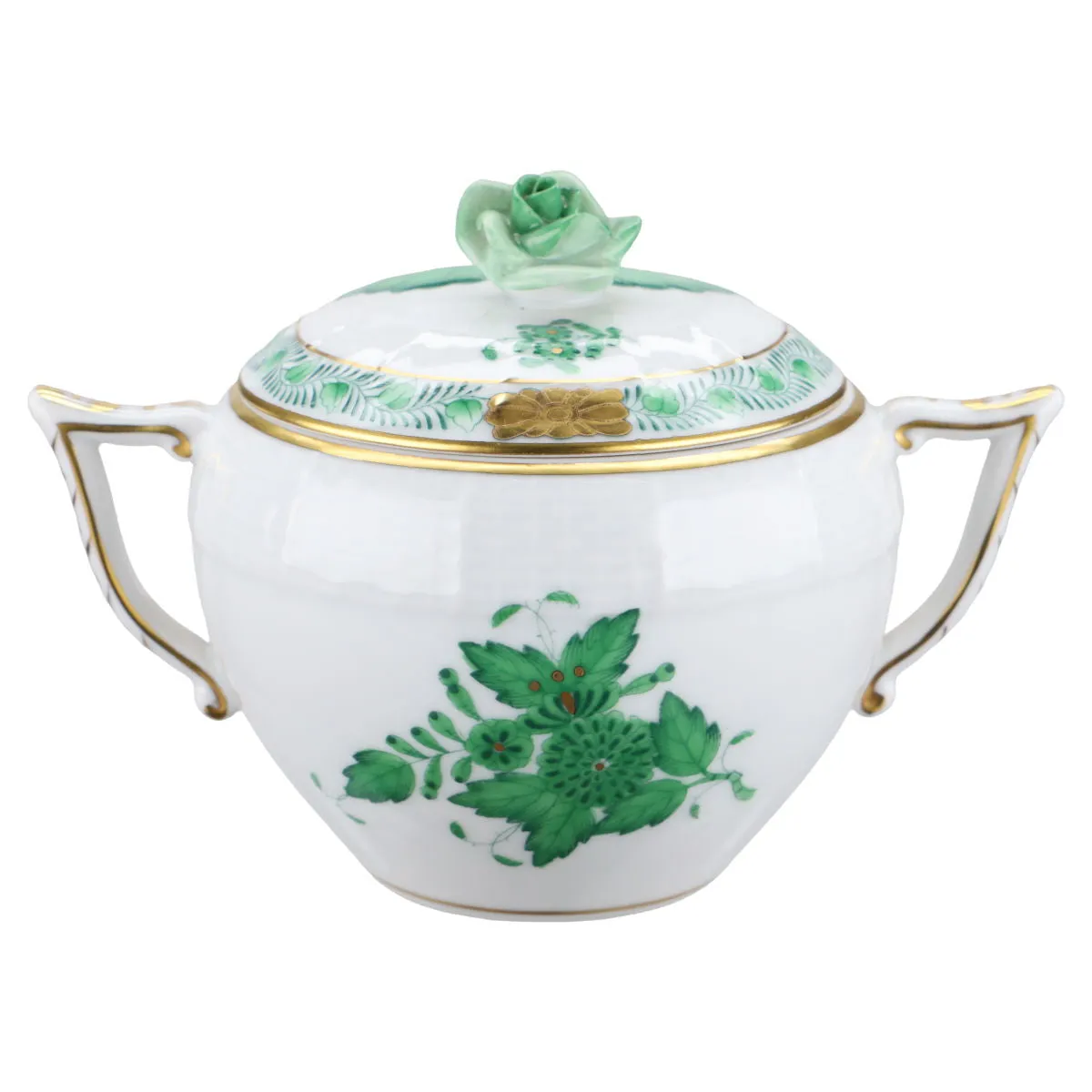 Zuckerdose klein Modell 666 - Herend Ungarn Apponyi grün