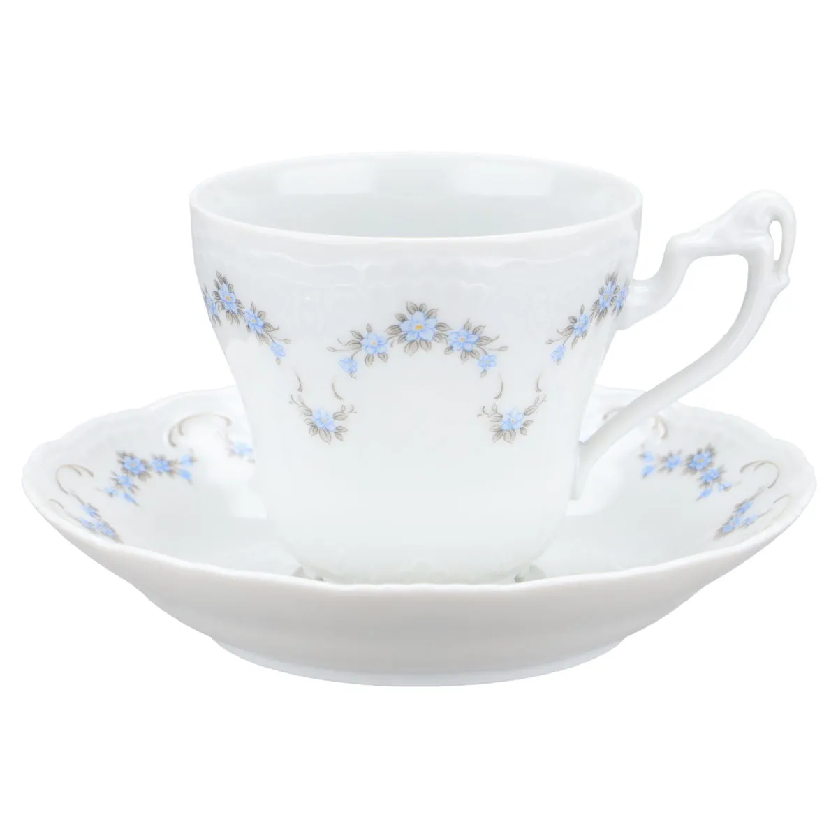 Kaffeetasse mit Untere - Königl. pr. Tettau Ariadne Vergißmeinnicht 2846