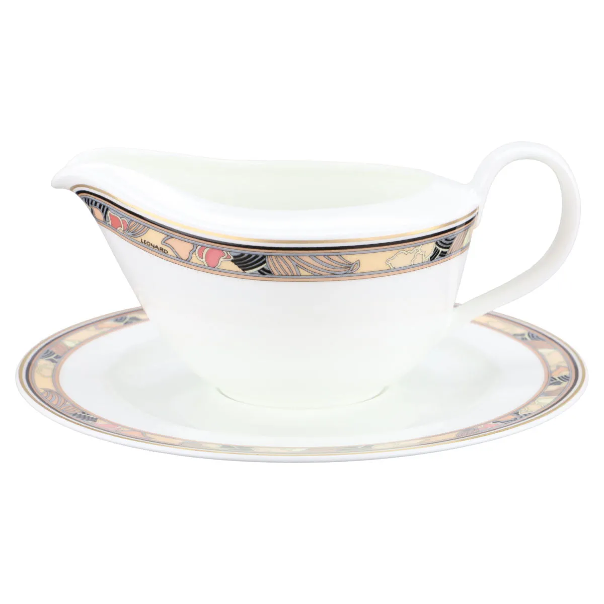 Sauciere mit Teller 2-teilig - Hutschenreuther Leonard Paris Brocade