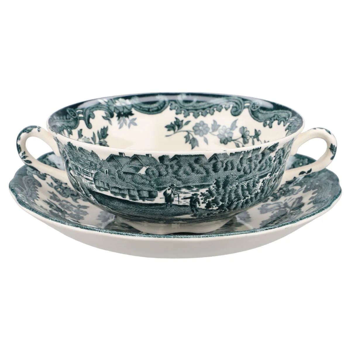 Suppentasse mit Untere - Palissy Avon Scenes grün