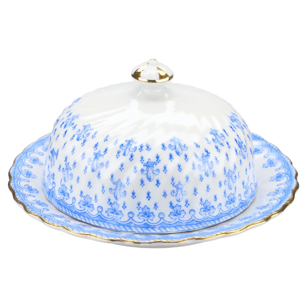 Butterdose, Butterglocke, rund - Schaller Bavaria blaue Lilie