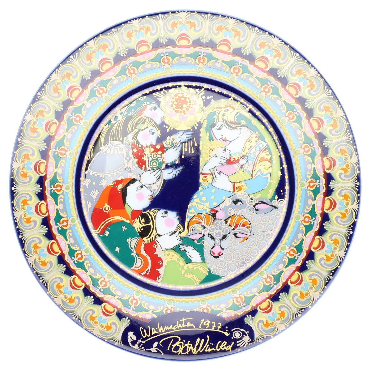 Weihnachten 1977 Anbetung der Hirten - Rosenthal Björn Wiinblad Weihnachtsteller