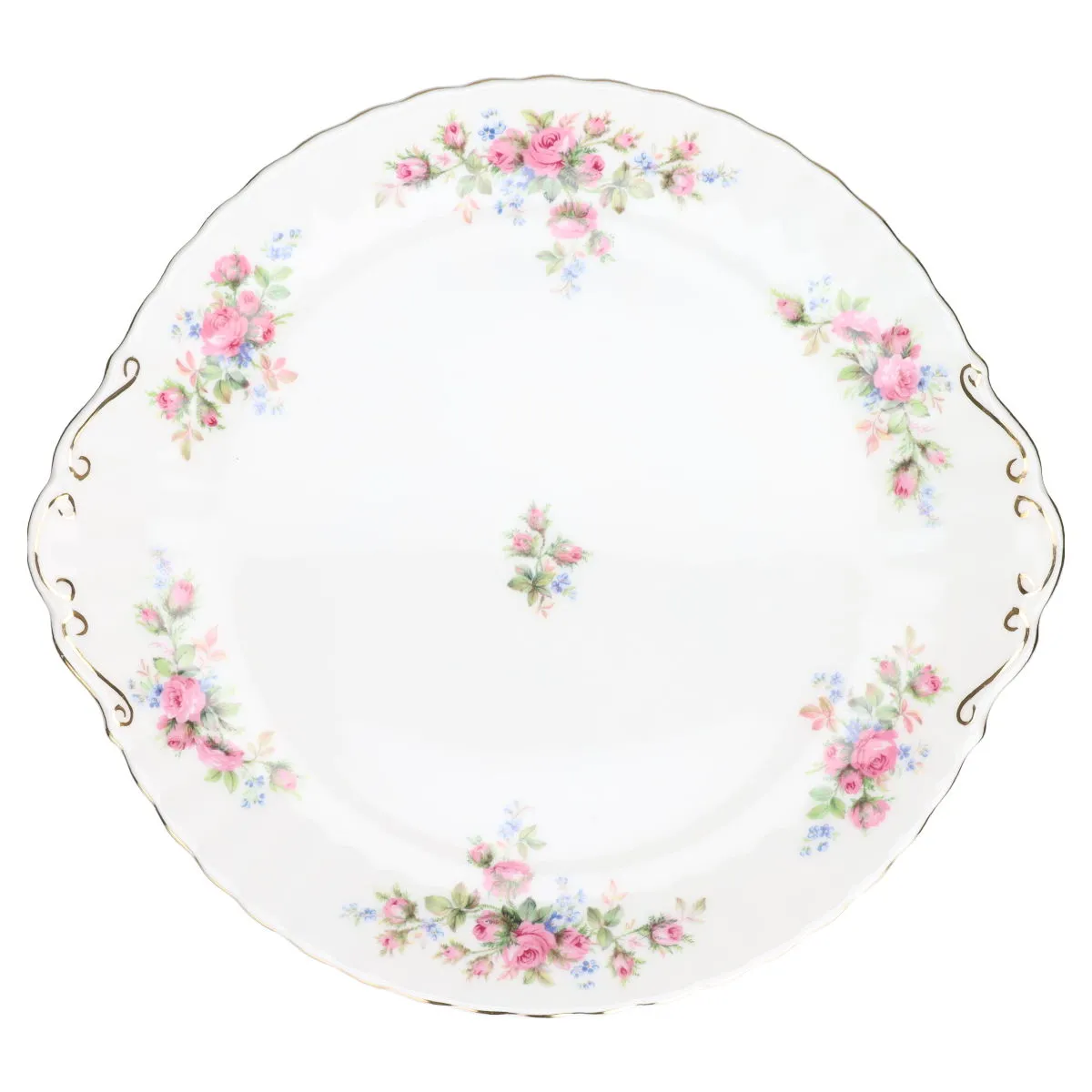 Kuchenplatte mit Griffen, groß - Royal Albert Moss Rose