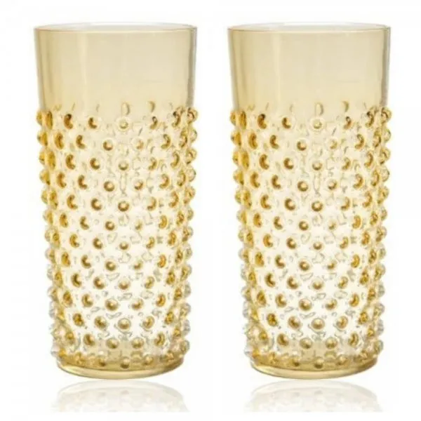 Klimchi Studio Wassergläser Set Hobnail Underlay Amber (2-teilig)