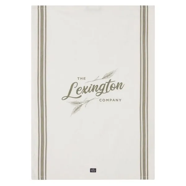 LEXINGTON Geschirrtuch Organic Cotton Kitchen Towel Weiß Olive (50x70)