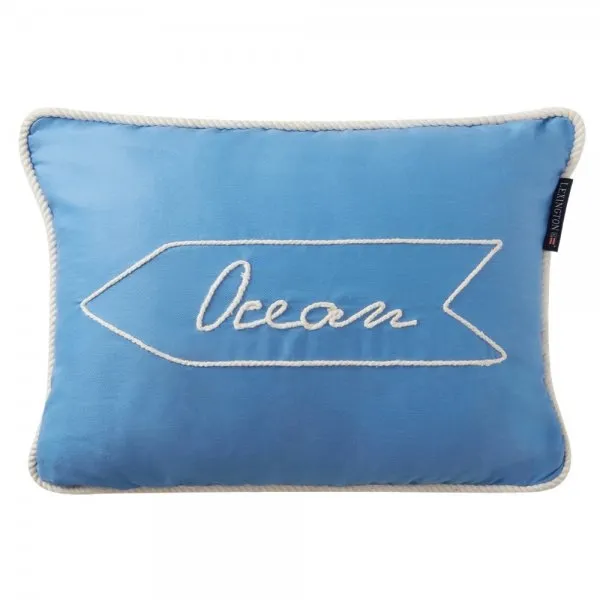 LEXINGTON Kissen Sign Organic Cotton Twill Blue/White (30x40)