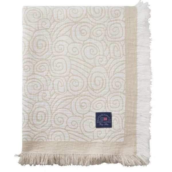 LEXINGTON Tagesdecke Jacquard Organic Cotton Beige/White (160x240cm)