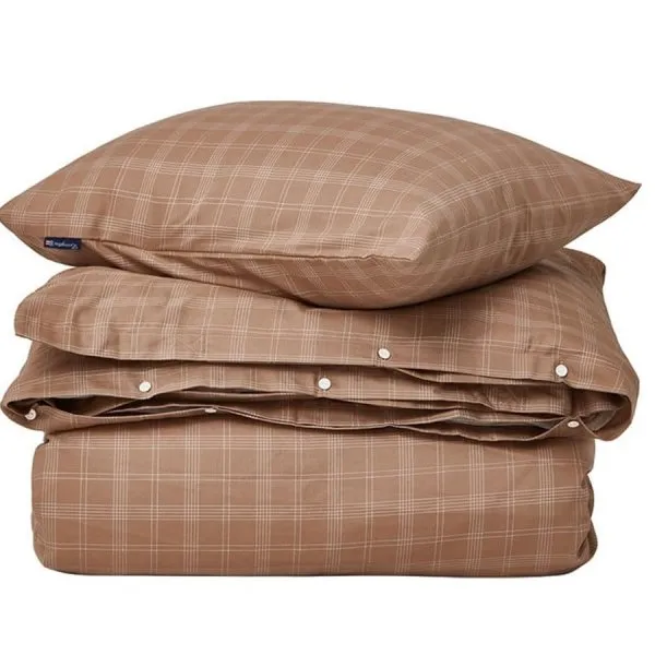 Lexington Bettwäsche Checked Lyocell Braun Weiß (155x220cm) (2-teilig)