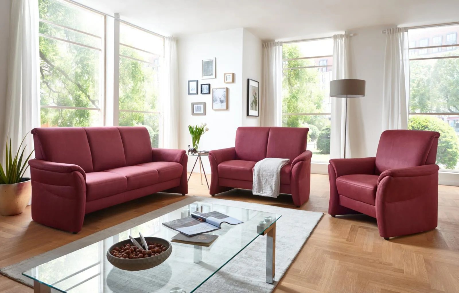 Polstergarnitur Bordeaux Rot