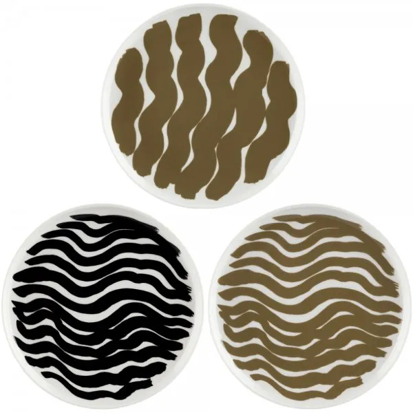 Marimekko Teller-Set Hyräily White-Wet Sand-Black (20cm) (3-teilig)