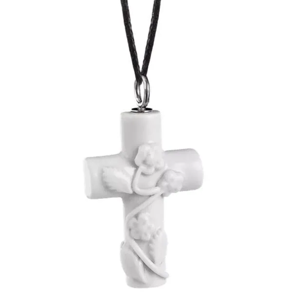 Meissen Anhänger Kreuz mit Vergissmeinnicht 750 Weißgold