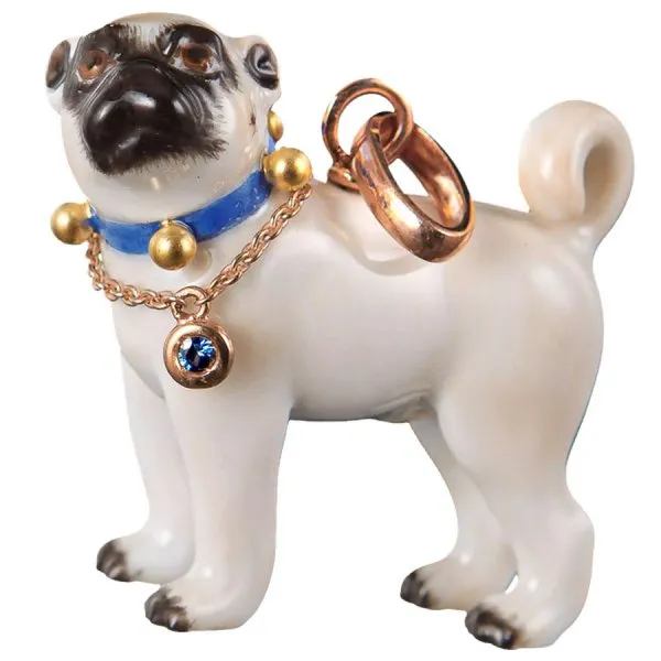 Meissen Anhänger Mops Blue Edition