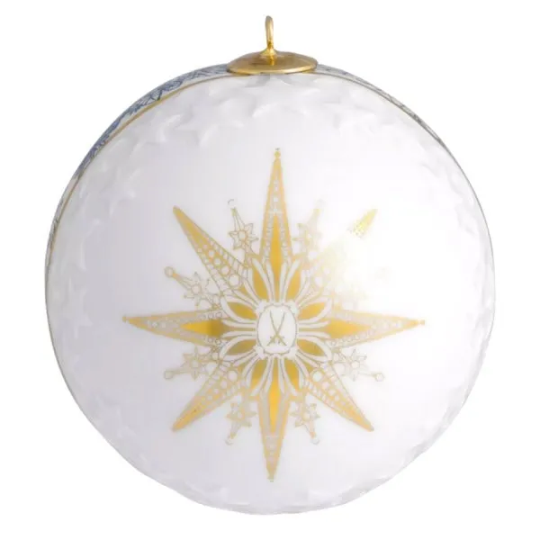 Meissen Christbaumschmuck Reliefstern Meissen Christmas Star Blau
