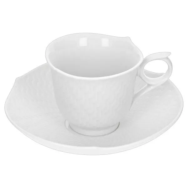 Meissen Espressotasse mit Untertasse Wellenspiel Relief Biskuitporzellan (2-teilig)