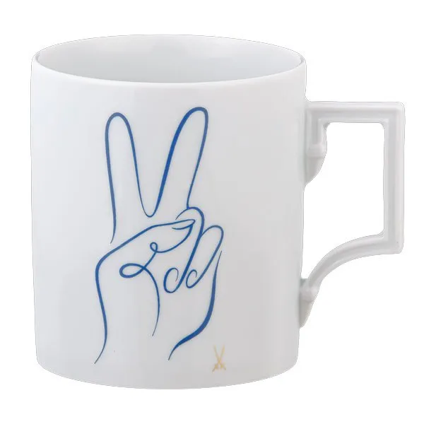 Meissen Henkelbecher Berlin Peace Collection Peace Hand Blau
