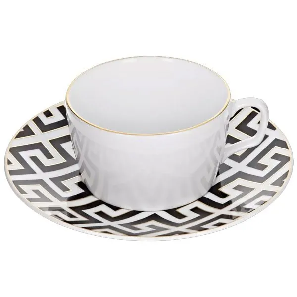 Meissen Kaffeetasse mit Untertasse Royal Palace Schwarz Gold (2-teilig)