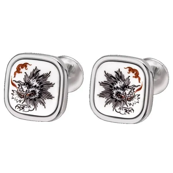 Meissen Manschettenknöpfe mit Ming-Drache Schwarz 925 Sterlingsilber (2-teilig)