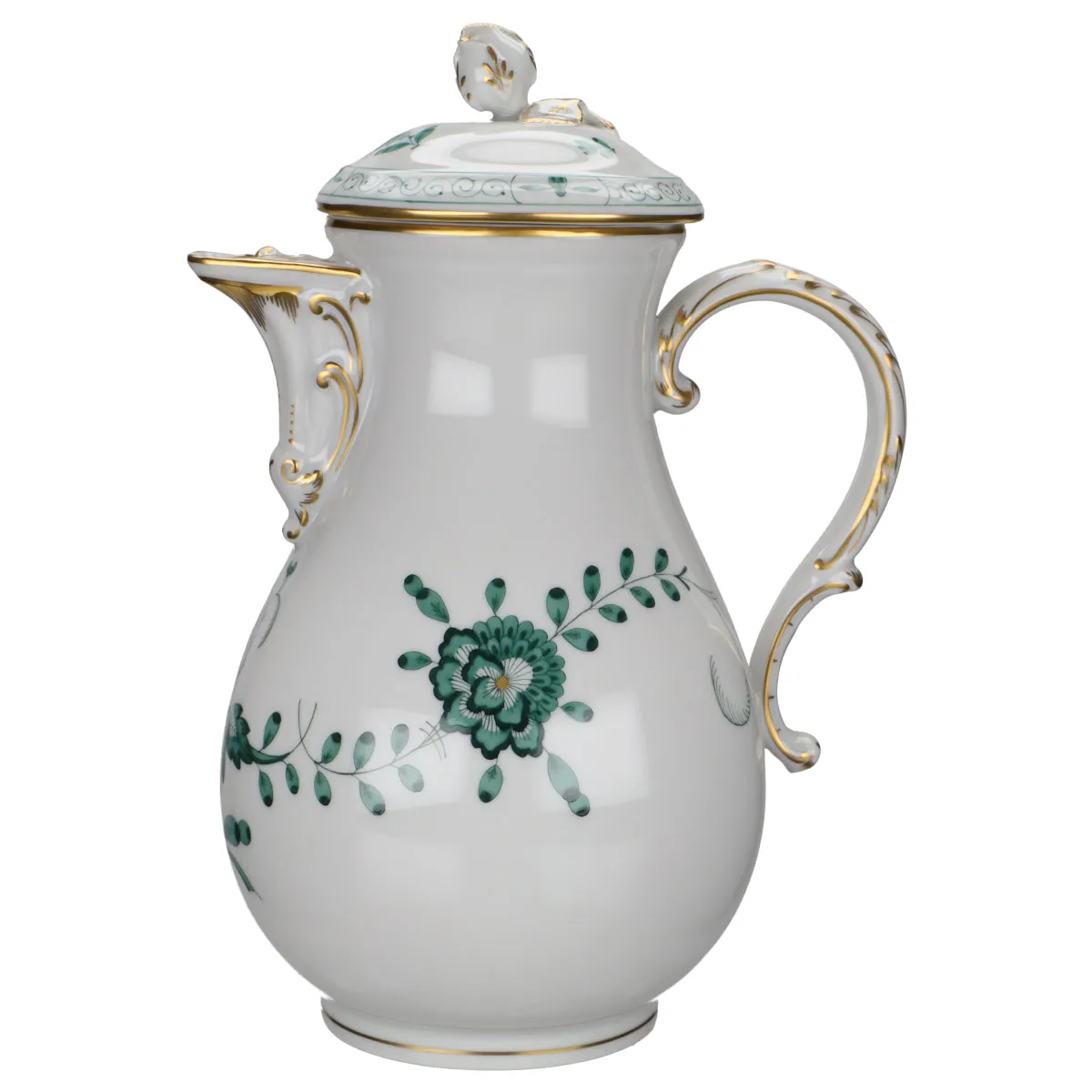 Kaffeekanne - Meissen Neuer Ausschnitt II.Wahl Indische Malerei grün