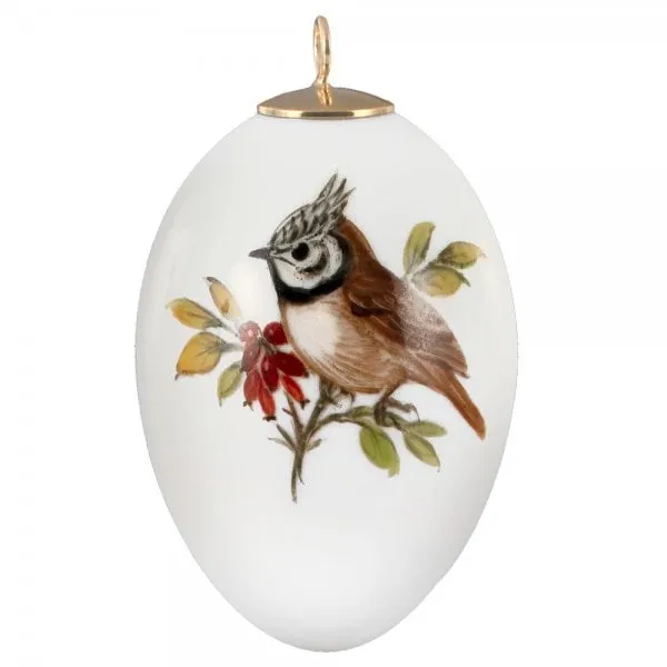 Meissen Osterei Vintage Vogelmalerei Haubenmeise