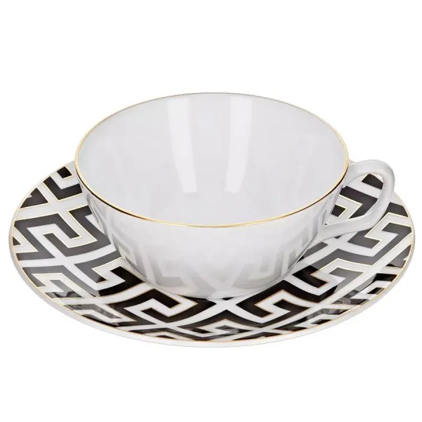 Meissen Teetasse mit Untertasse Royal Palace Schwarz Gold (2-teilig)