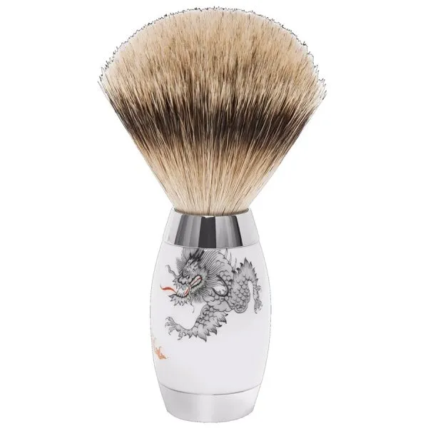 Meissen x Mühle Edition Rasierpinsel mit Silberspitz Dachszupf Ming Drache