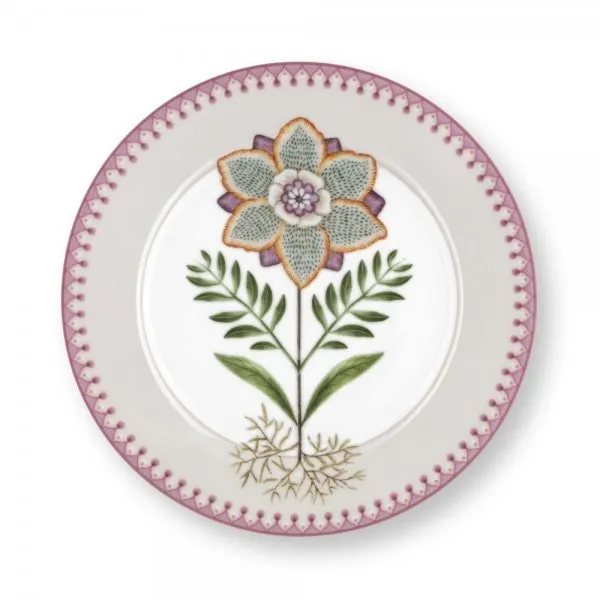 Pip Studio Frühstücksteller Lily & Lotus Off White-Lila (21cm)