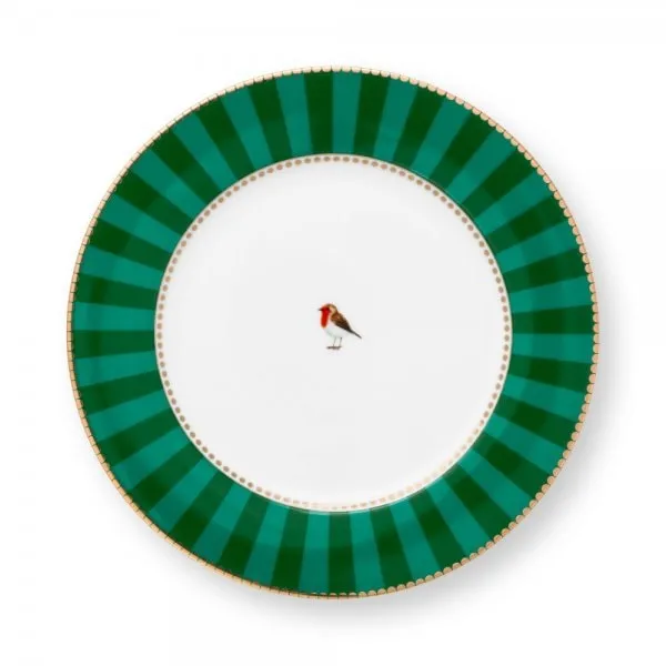 Pip Studio Frühstücksteller Love Birds Stripes Emerald Grün (21cm)