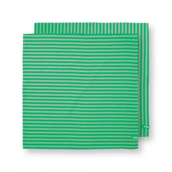 Pip Studio Geschirrtücher-Set Stripes Grün (65x65cm) (2-teilig)