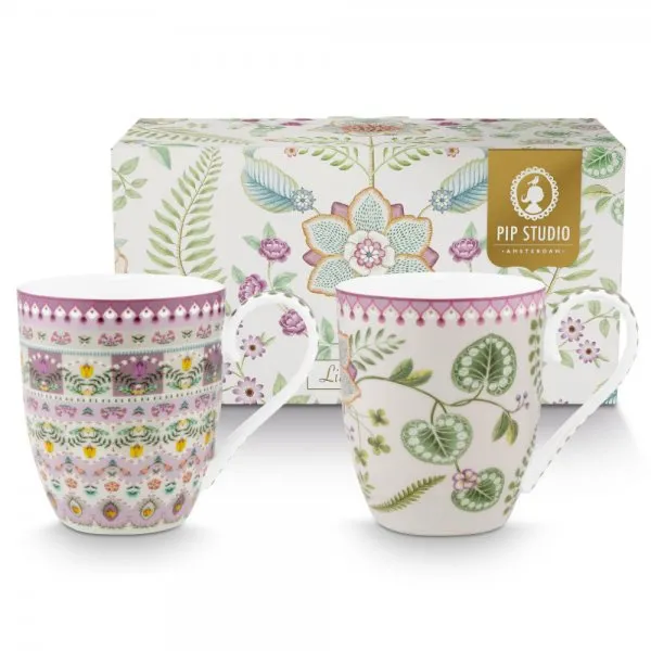 Pip Studio Henkelbecher-Set Lily & Lotus Lila (450ml) (2-teilig)
