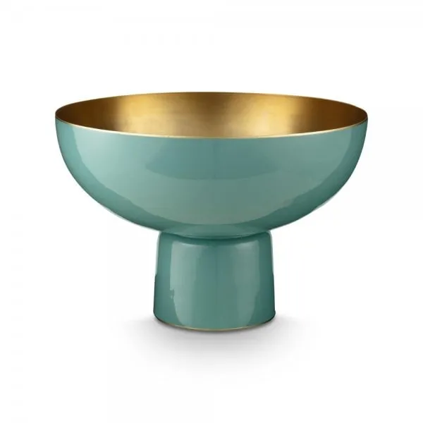 Pip Studio Hohe Schale Metall Hellblau-Gold (30cm)