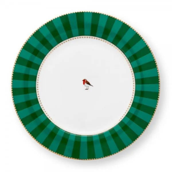Pip Studio Speiseteller Love Birds Stripes Emerald Grün (26,5cm)