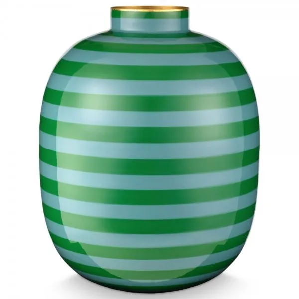 Pip Studio Vase Metall Stripes Grün (32cm)