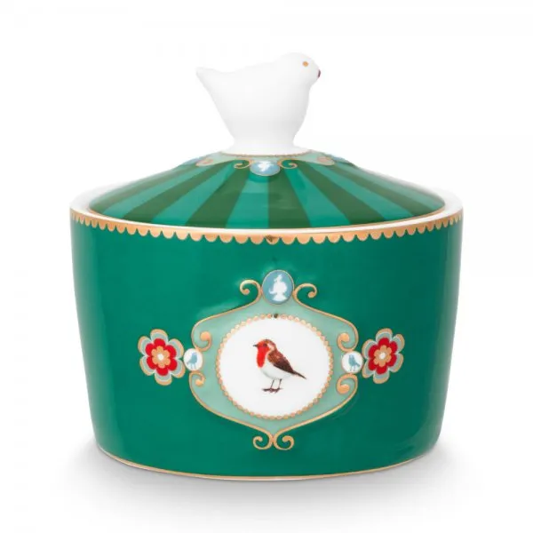 Pip Studio Zuckerdose Love Birds Emerald-Green (300ml)