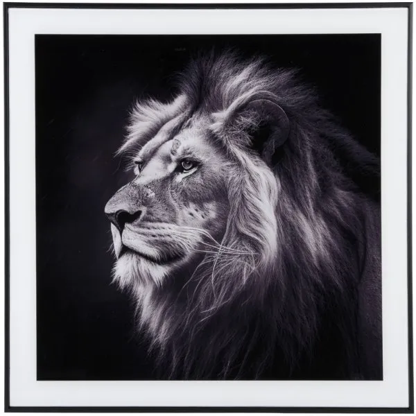 Present Time Bild Photo art Lion Glass Black & White (50x50cm)