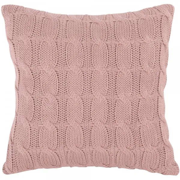 Present Time Kissen Cable Knitted Cotton Soft Pink (45x45cm)