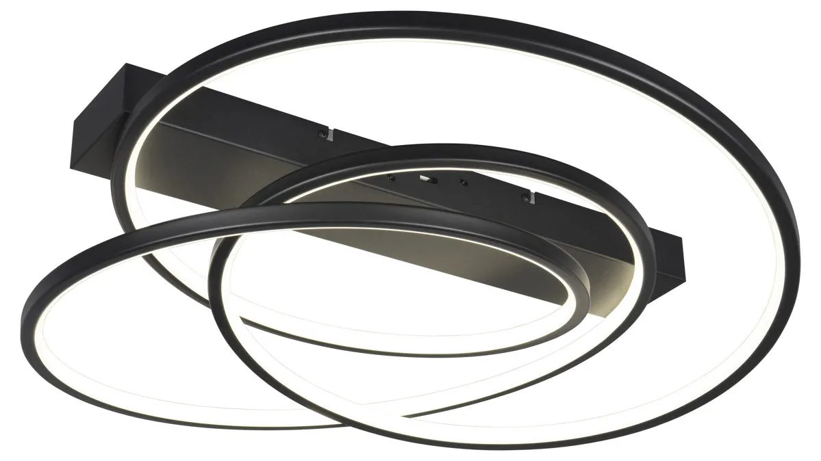 TRIO Deckenlampe Darvin, mattschwarzes Metall – ca. 65 x 48 cm