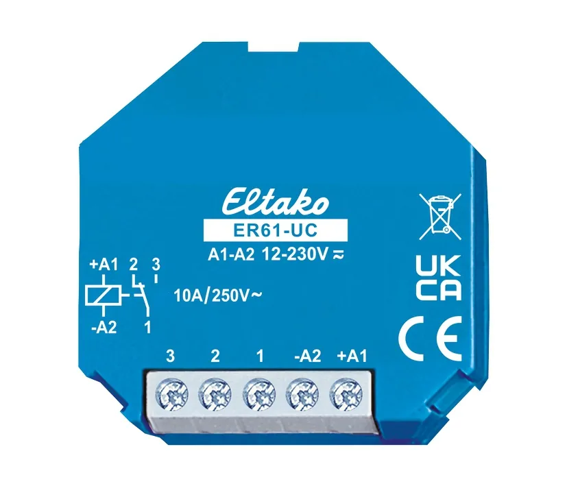 Universal Relais 12V 24V 36V 48V 230V ACDC 1-Wechsler bis 10A 250V Eltako ER61UC