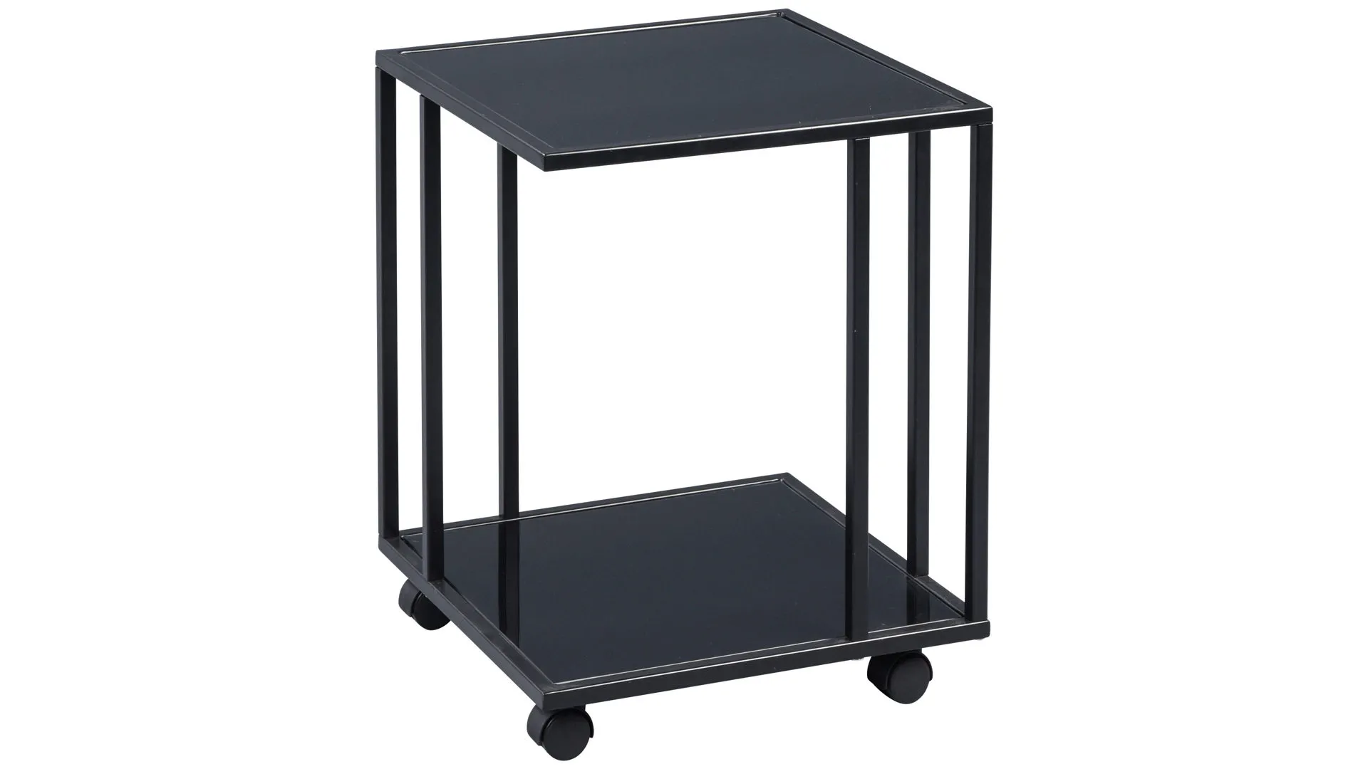 Beistelltisch Paris 1, schwarzes Glas & schwarzes Metall - ca. 40 x 40 cm