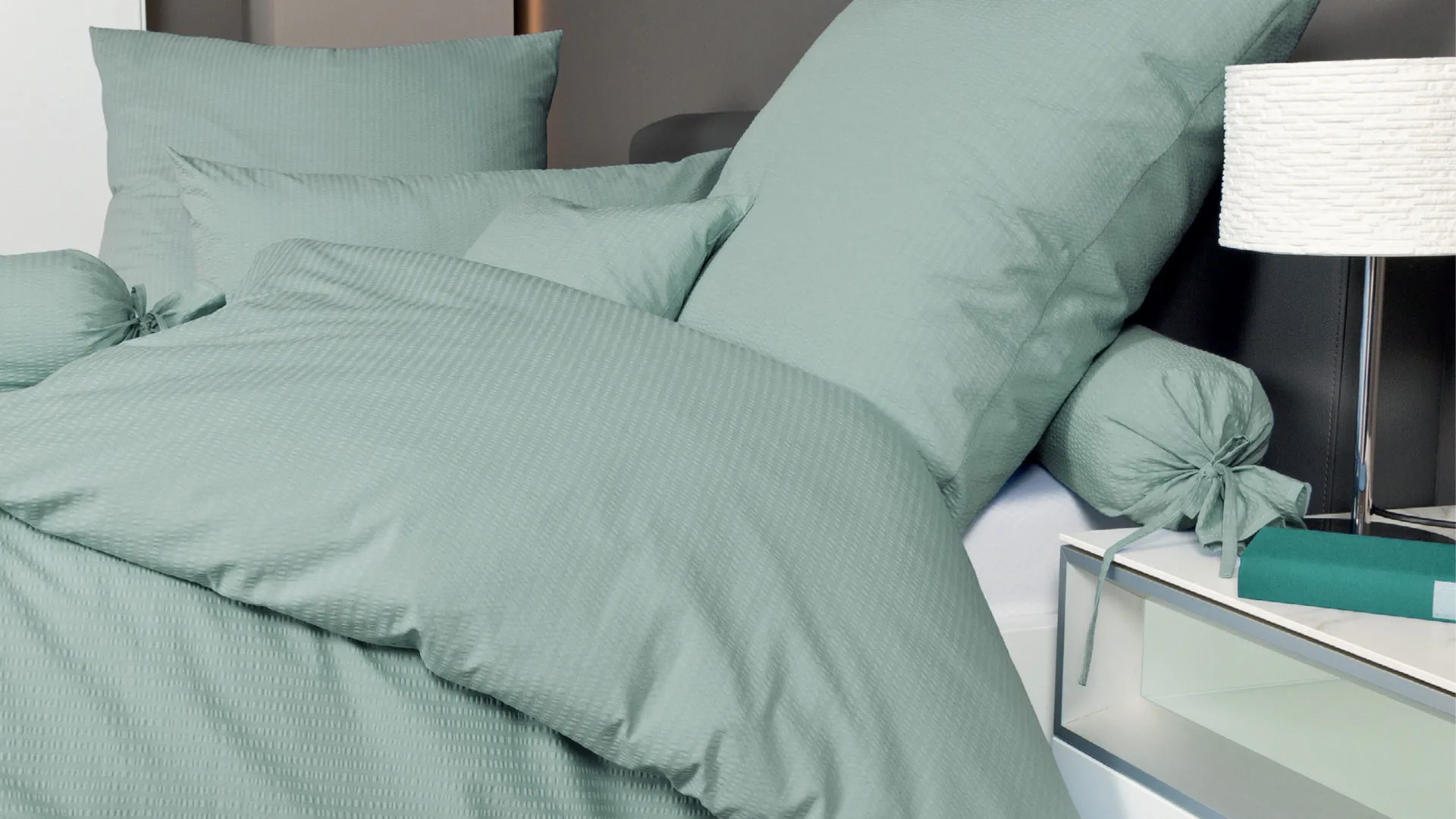 Janine® Bettwäsche-Set, rauchgrün – ca. 135 x 200 cm