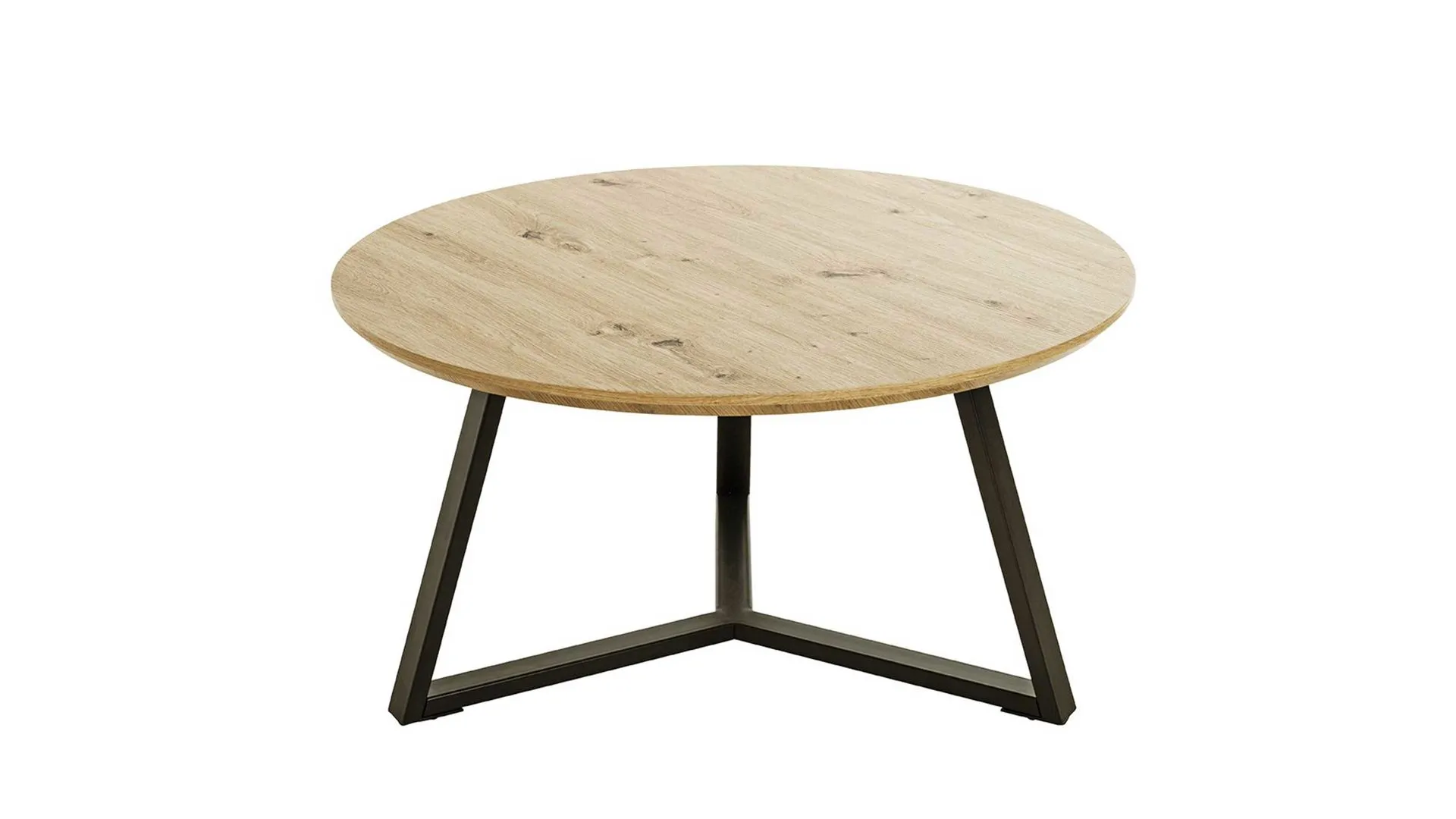 Couchtisch, Artisan Eiche & schwarzes Metallgestell - Durchmesser ca. 80 cm