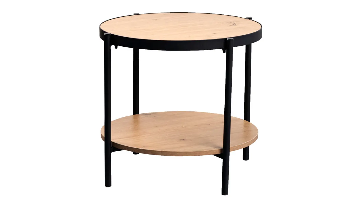 Beistelltisch Pina 1, Artisan Eiche & Schwarz - Durchmesser ca. 52 cm