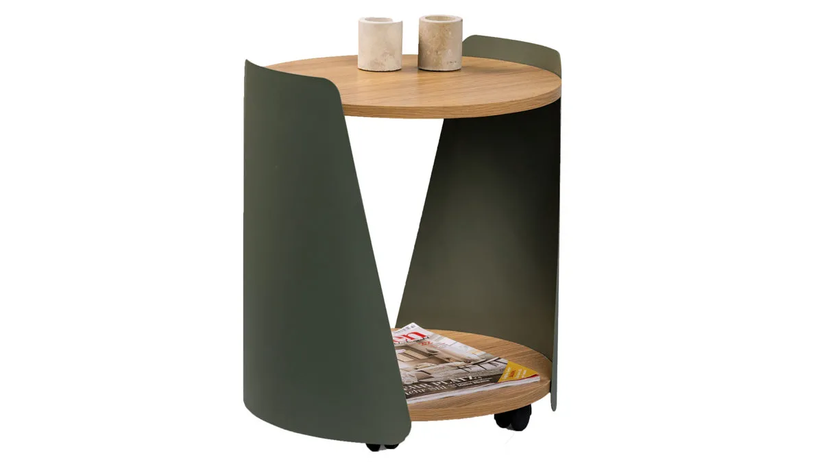 Beistelltisch Sandro, Eiche & Grün - Durchmesser ca. 40 cm