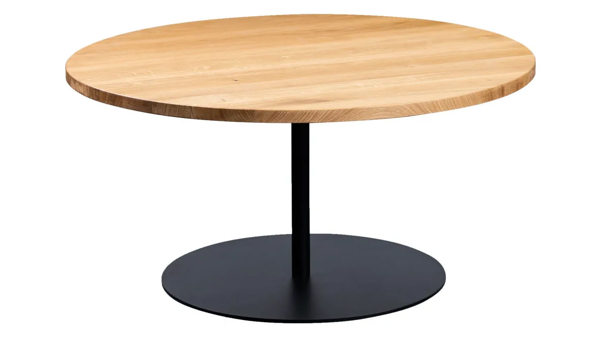 Couchtisch Leo 2, Wildeiche & Schwarz - Durchmesser ca. 80 cm