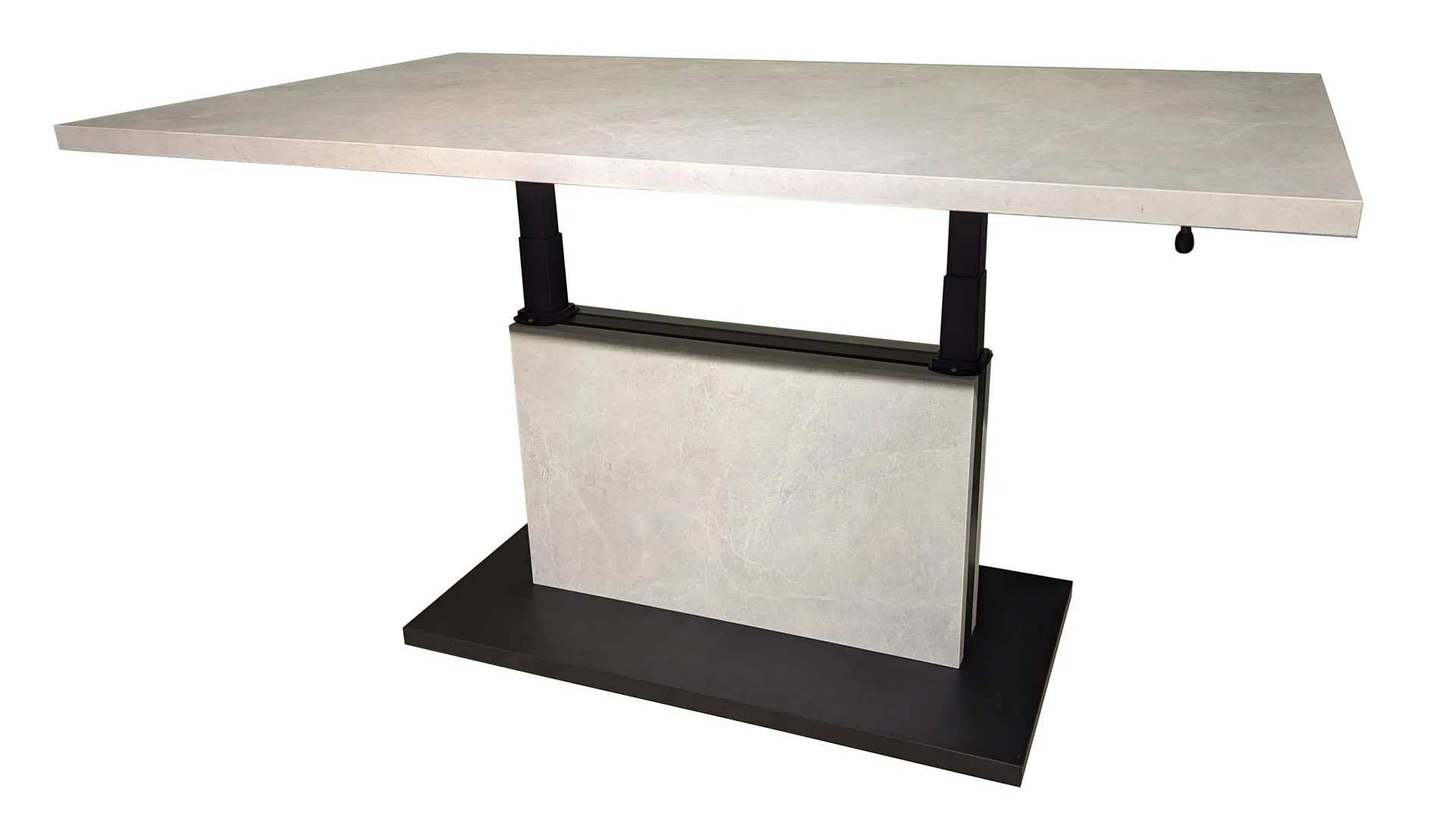 Tischserie Lift, graue Keramik & Schwarz - höhenverstellbar, ca. 120 x 50-69 cm