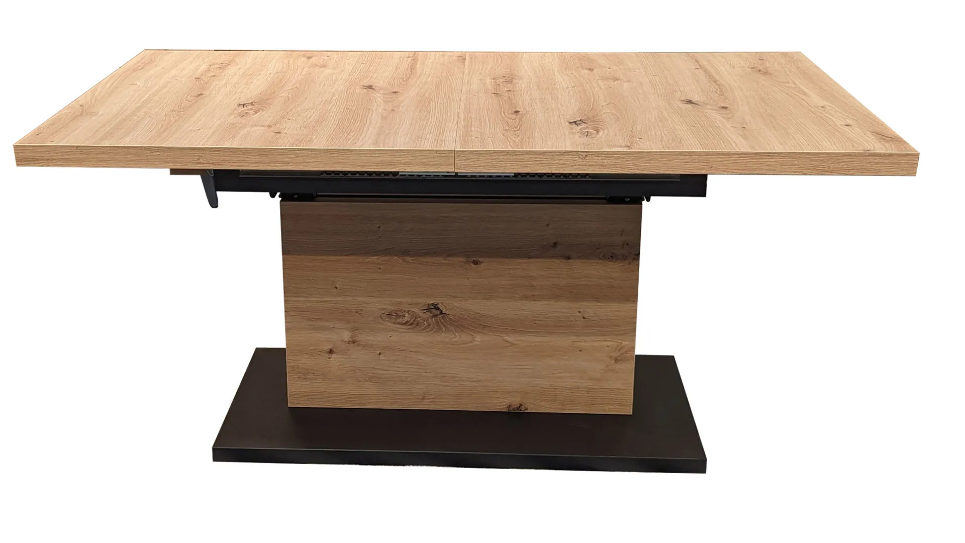 Tischserie Lift, Asteiche & Schwarz - ausziehbar, ca. 120-160 x 54-73 cm