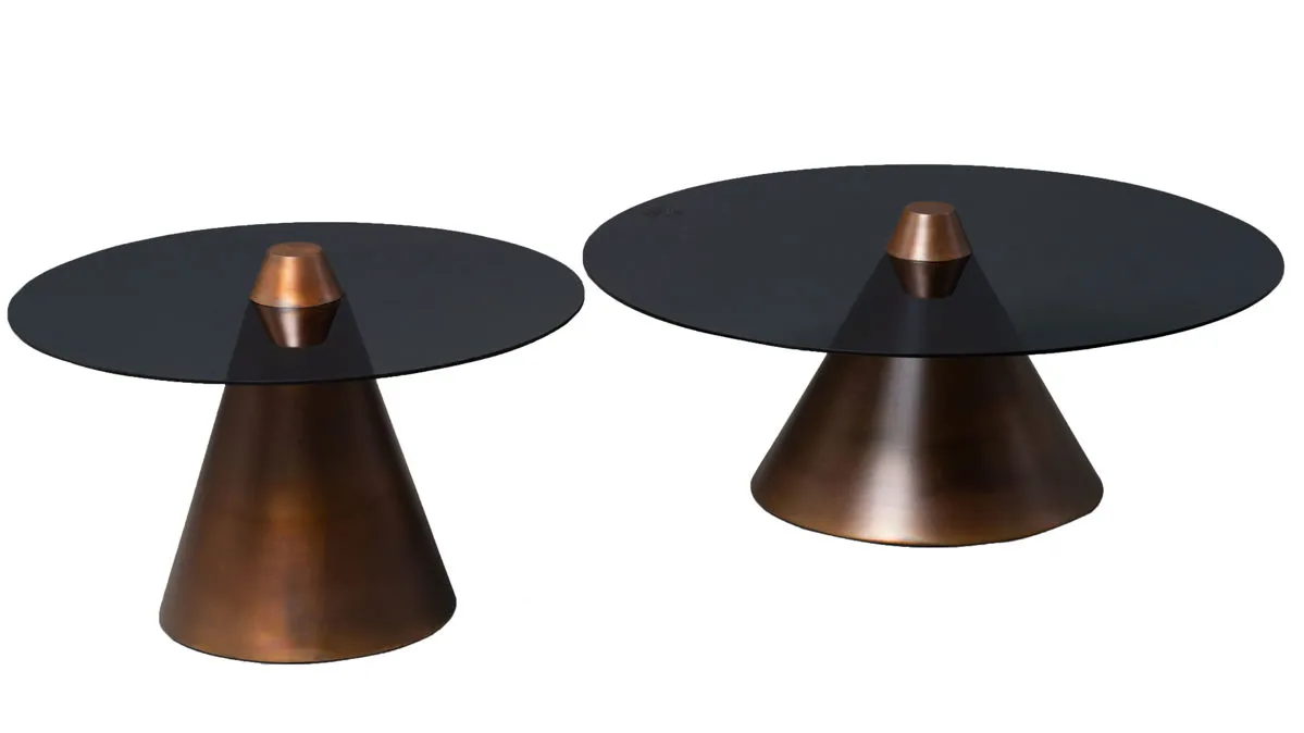 Couchtisch-Set Lou, Grau & Kupfer - zweiteilig