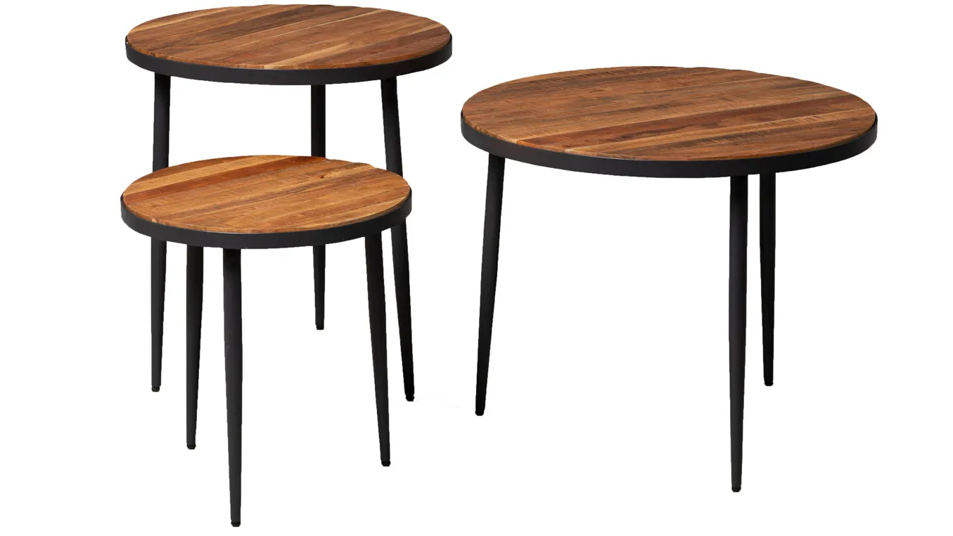 Couchtisch-Set Texas, Akazie & Anthrazit - dreiteilig