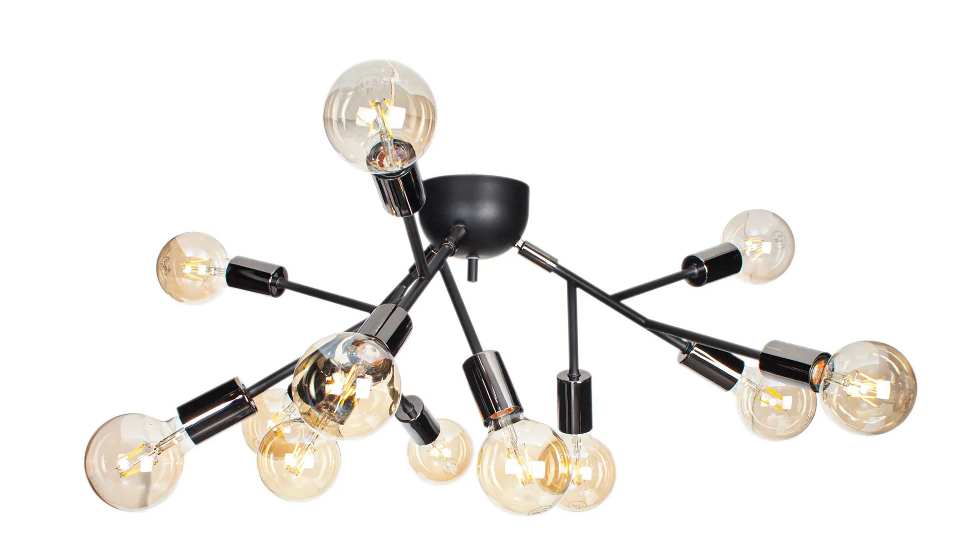 BY RYDÉNS Leuchten Serie Heroes - Deckenleuchte, Schwarz & Chrom - 12flammig