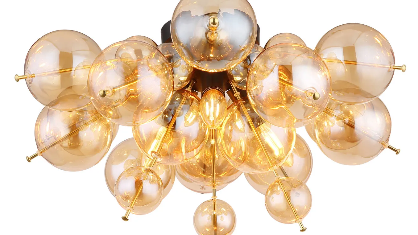 GLOBO Deckenleuchte Udo, goldfarbenes Glas & Metall – Durchmesser ca. 55 cm