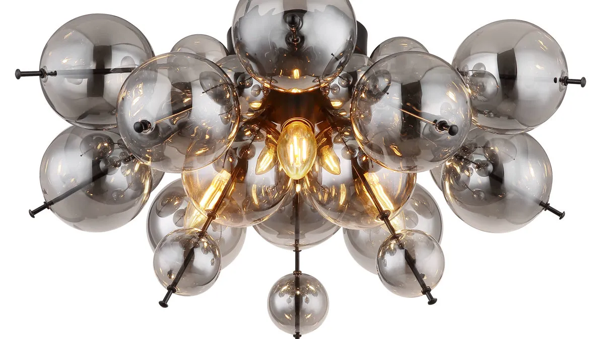 GLOBO Deckenleuchte Udo, rauchfarbenes Glas & Metall – Durchmesser ca. 55 cm